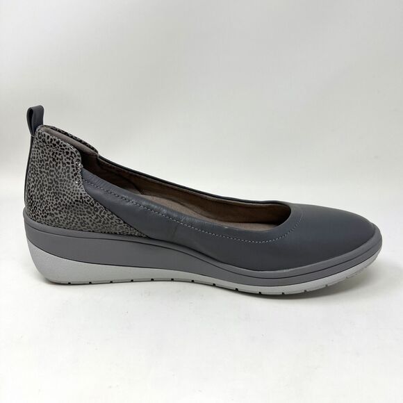 Vionic Jacey Comfort Shoes Gray Leather Slip On Low Wedge Heel Women’s Size 8 - Picture 7 of 12